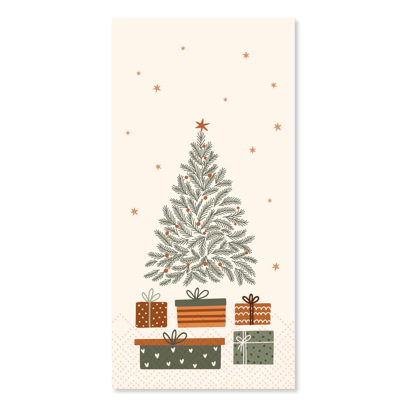 Chic Antique Christmas tree & presents paperiservetit 20*10cm, kerma