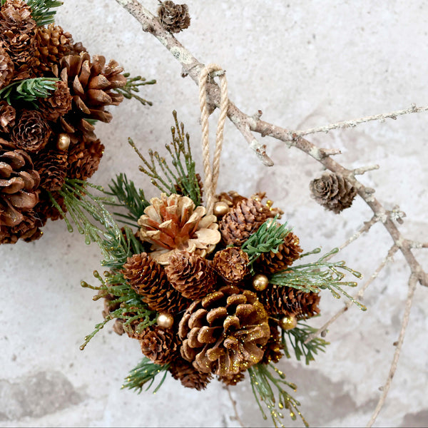 Chic Antique joulukoriste kävyillä ø16cm, vihreä/ruskea