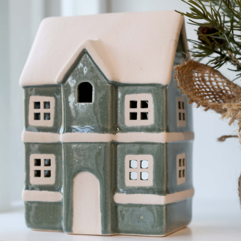Chic Antique Chamonix talo kynttilälyhty 14,5*10*8cm, vihreä