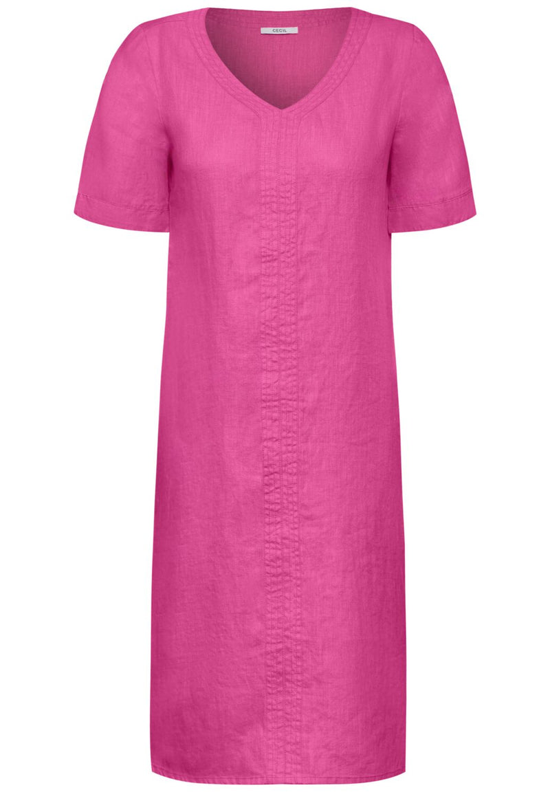 Cecil lyhythihainen mekko pellavaa, pinkki