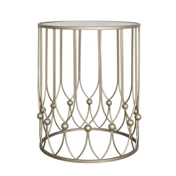 Chic Antique sivupöytä lasikannella 55*45cm, antiikkimessinki