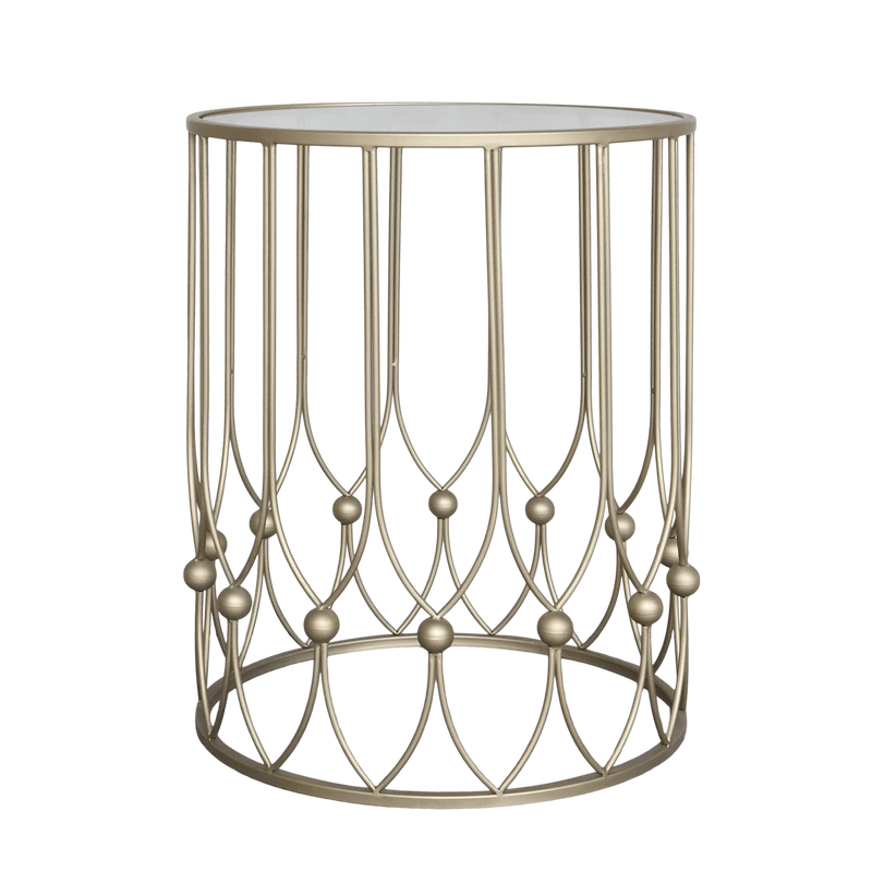 Chic Antique sivupöytä lasikannella 55*45cm, antiikkimessinki