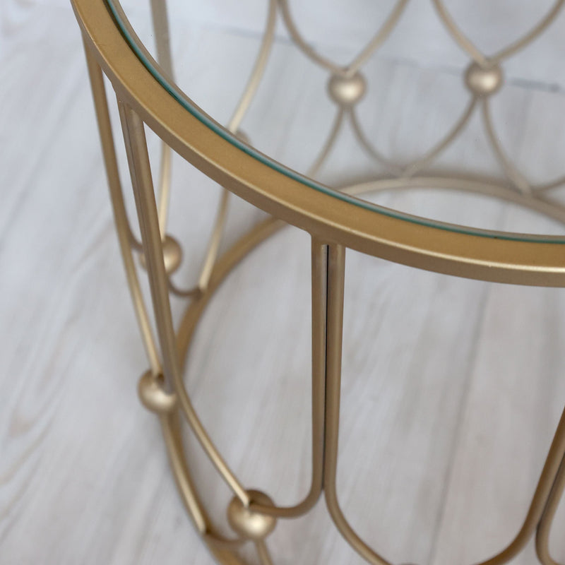 Chic Antique sivupöytä lasikannella 55*45cm, antiikkimessinki