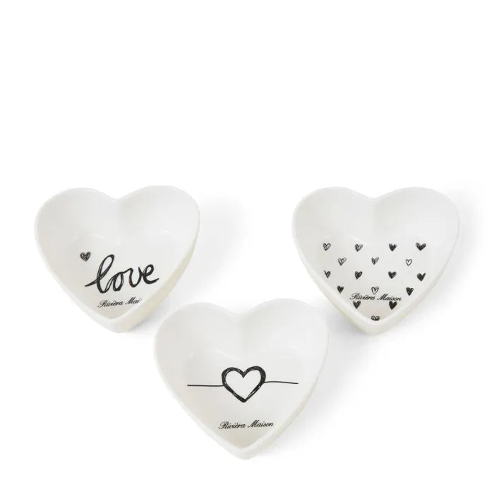 Rivièra Maison Lovely Hearts Bowl 3pcs, 9,5*11,5cm