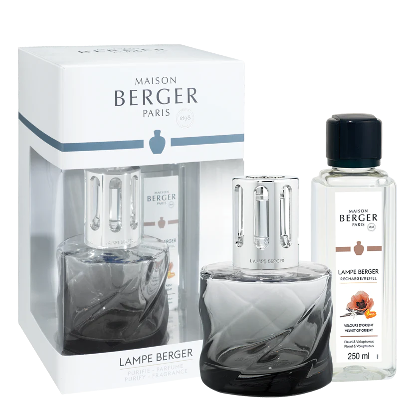 Maison Berger lahjapakkaus Black Spiral lamppu ja Velvet of Orient tuoksuneste 250ml