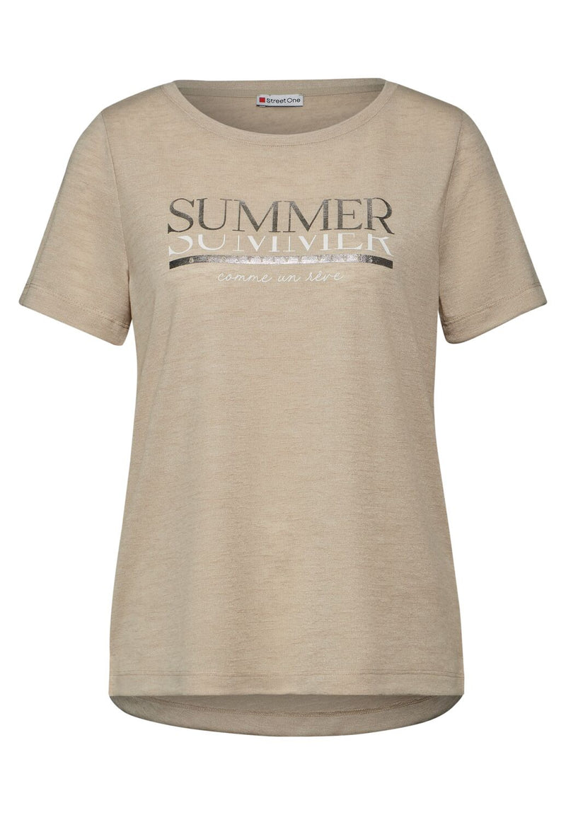 Street One T-paita Summer -painatuksella, beige