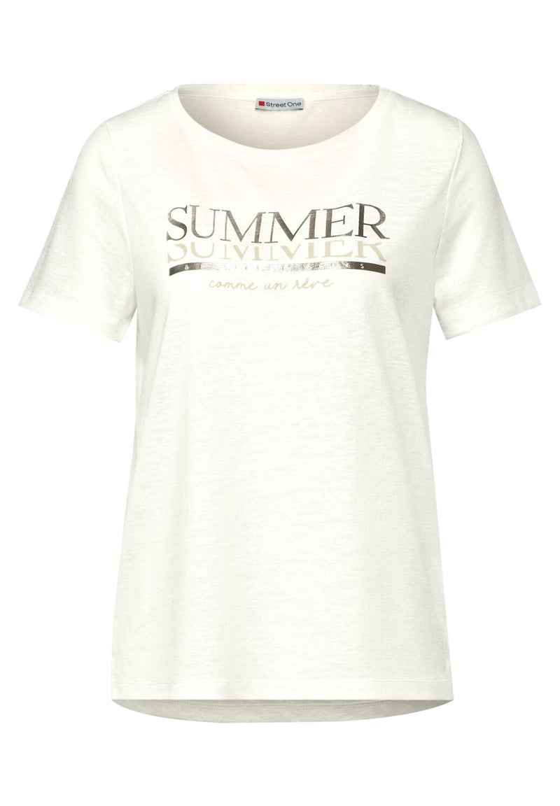 Street One T-paita Summer -painatuksella, luonnonvalkoinen