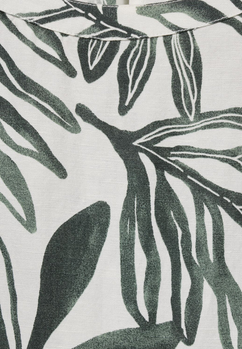 Cecil mekko pellavasekoitetta, vihreä/valkoinen lehtiprintti