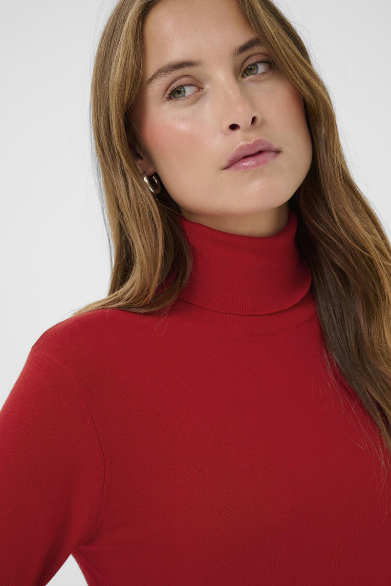 Kaffe KAAstrid pitkähihainen paita poolokauluksella, punainen