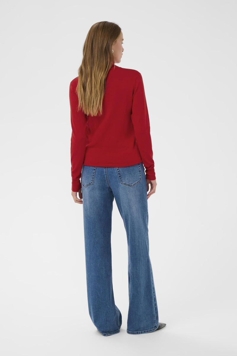 Kaffe KAAstrid pitkähihainen paita poolokauluksella, punainen