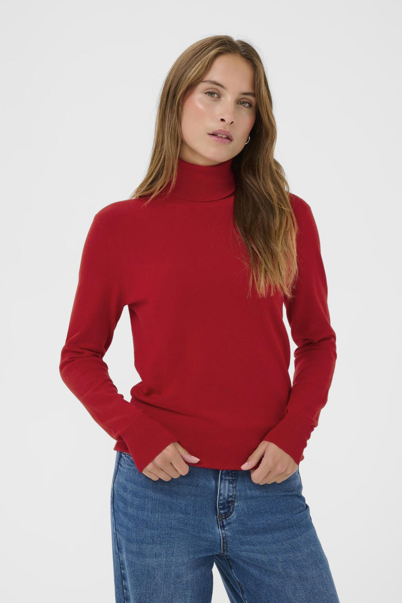 Kaffe KAAstrid pitkähihainen paita poolokauluksella, punainen