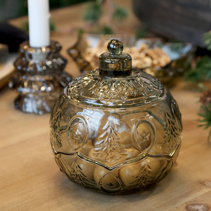 Chic Antique joulukoristeen mallinen tarjoiluastia lasia 12*11,5cm, vihreä