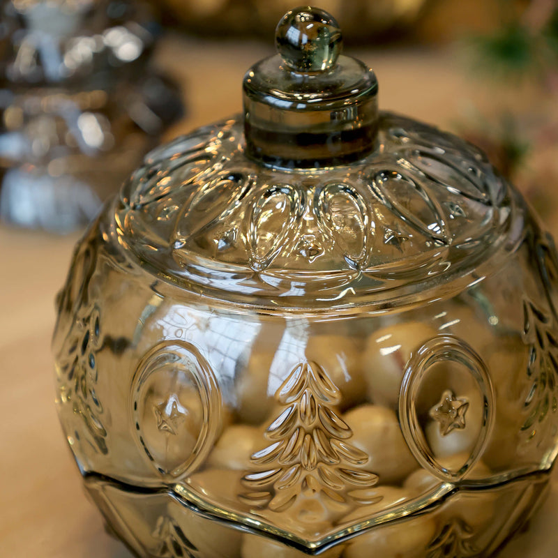 Chic Antique joulukoristeen mallinen tarjoiluastia lasia 12*11,5cm, vihreä