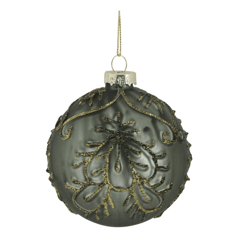 Chic Antique joulukoriste glitterillä lasia ø8cm, vihreä