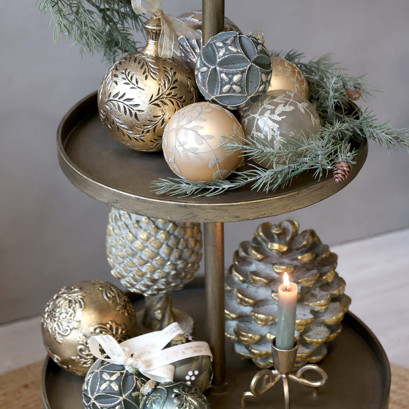 Chic Antique joulukoriste glitterillä lasia ø8cm, vihreä