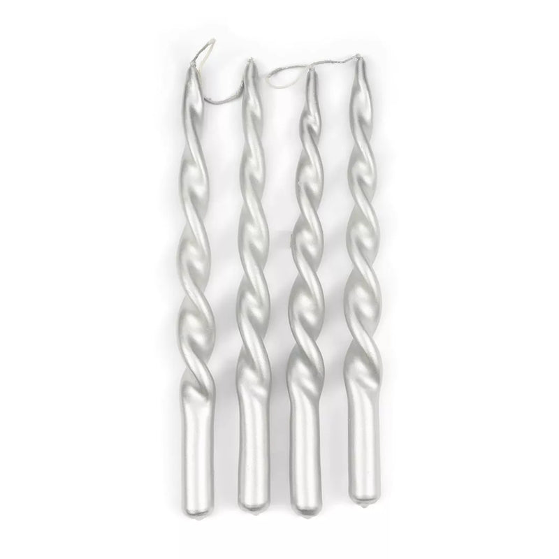Rivièra Maison Twisted Dinner Candles silver 4kpl
