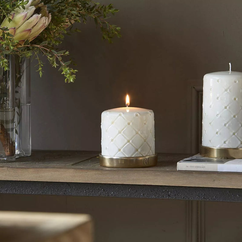 Rivièra Maison Pillar Candle Padded white 9,5*10cm