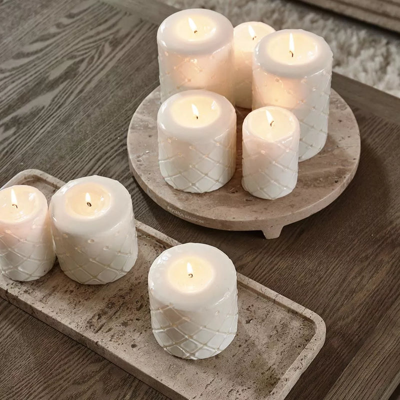 Rivièra Maison Pillar Candle Padded white 9,5*10cm