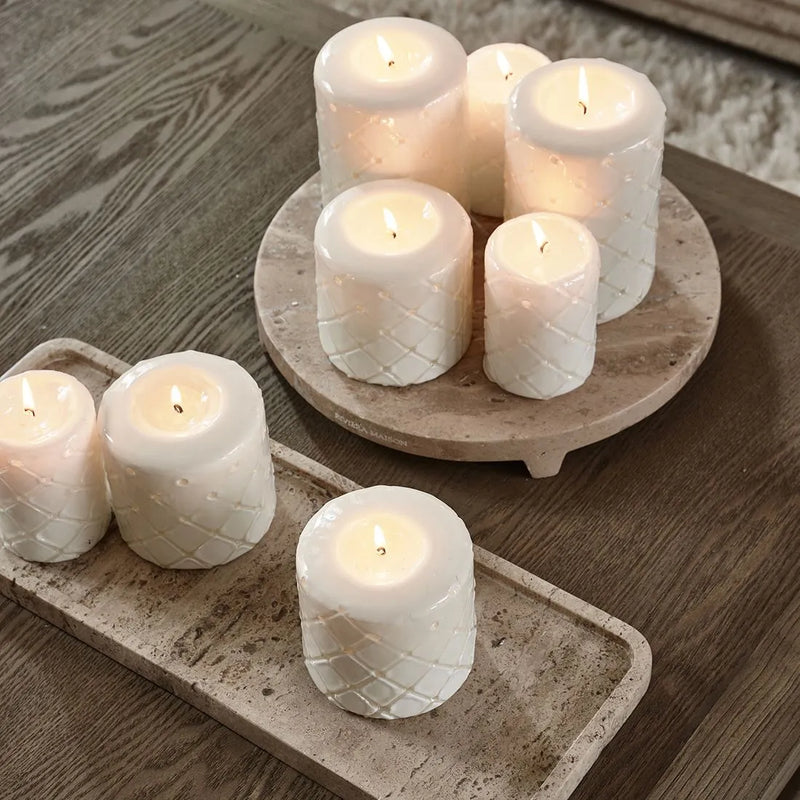 Rivièra Maison Pillar Candle Padded white 7*10cm