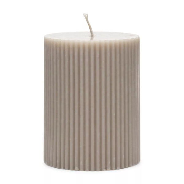 Rivièra Maison Fine Rib Pillar Candle flax 7*9cm
