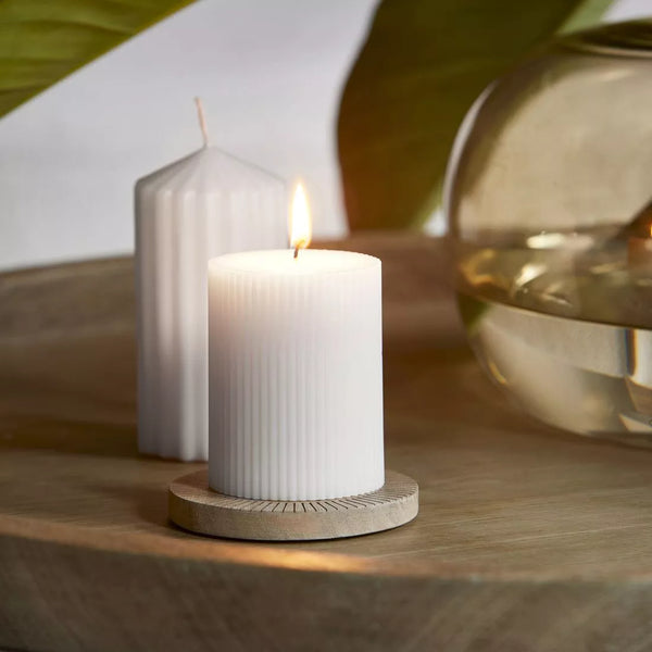 Rivièra Maison Fine Rib Pillar Candle white 7*9cm