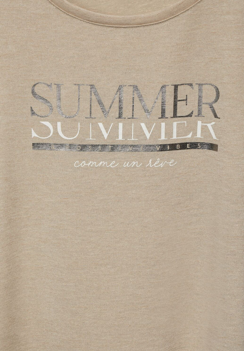 Street One T-paita Summer -painatuksella, beige