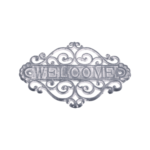 Chic Antique Welcome kyltti rautaa 20*28cm, antiikkiharmaa