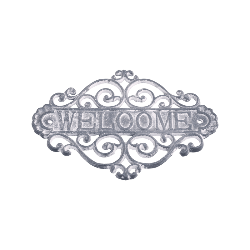 Chic Antique Welcome kyltti rautaa 20*28cm, antiikkiharmaa