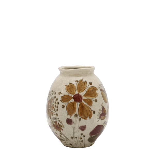 Chic Antique maljakko kukkakuviolla 23*18cm, ruskea/kermanvalkoinen