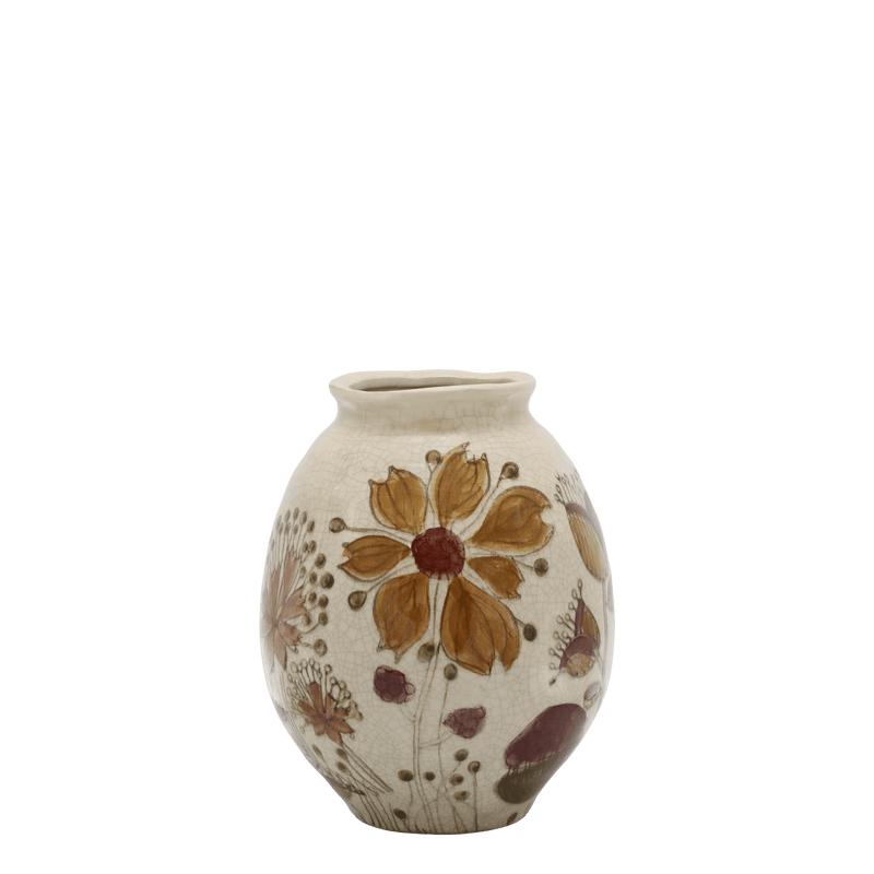Chic Antique maljakko kukkakuviolla 23*18cm, ruskea/kermanvalkoinen