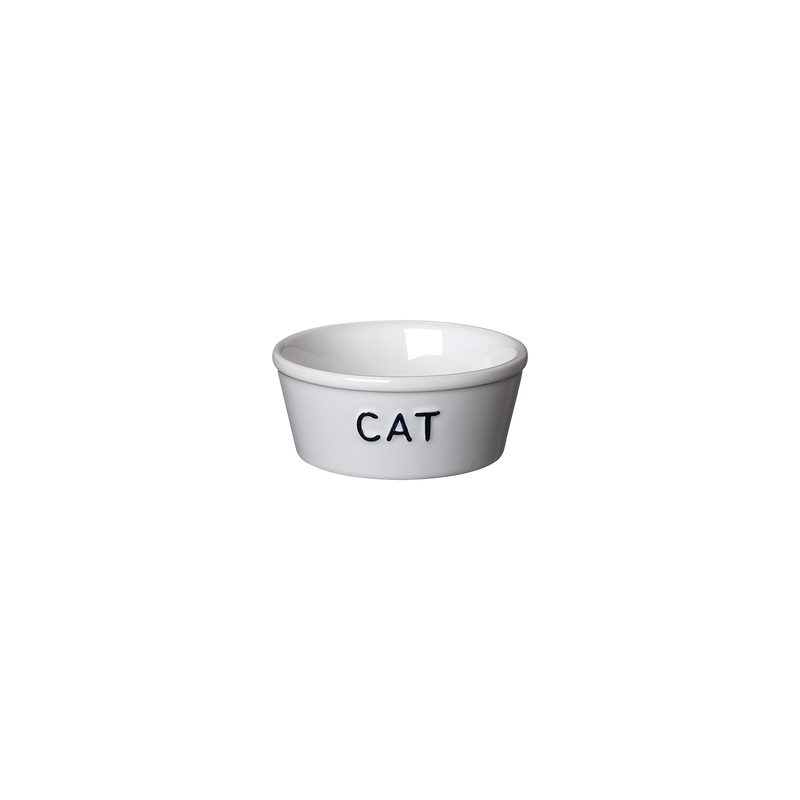 Bruka Design Cat ruokakuppi 13*5,5cm, valkoinen mustalla tekstillä