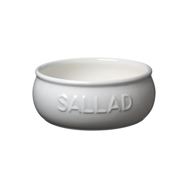Bruka Design Sallad kulho 25*10cm, valkoinen valkoisella tekstillä