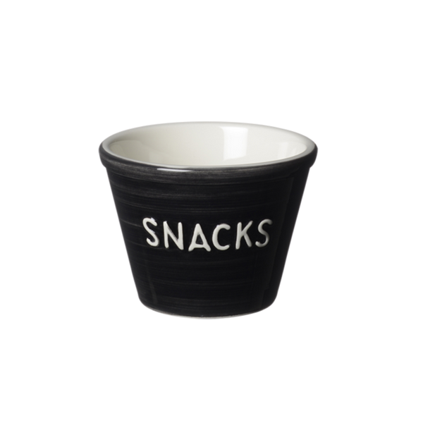 Bruka Design Snacks kulho 11*8cm, musta valkoisella tekstillä
