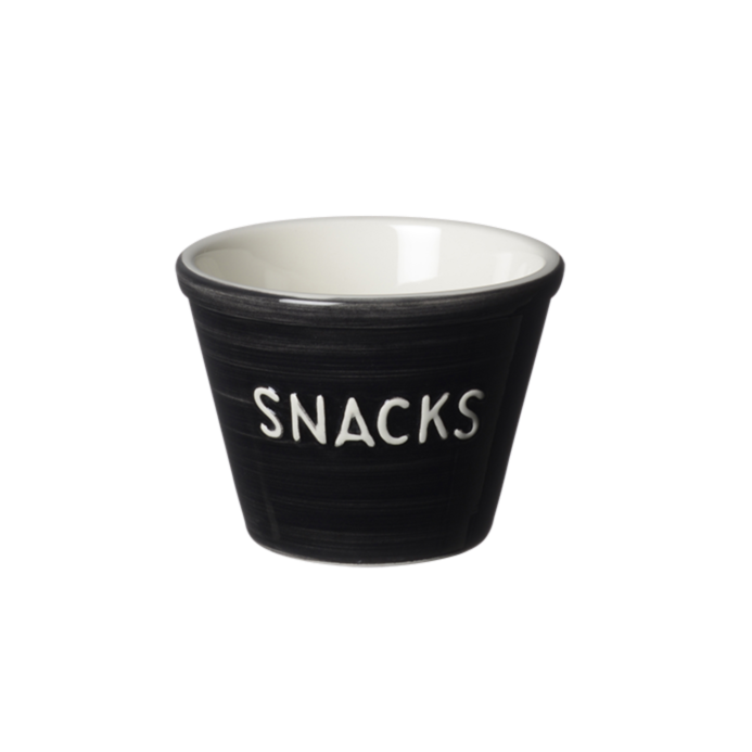 Bruka Design Snacks kulho 11*8cm, musta valkoisella tekstillä