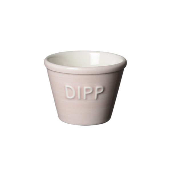 Bruka Design Dipp kulho 11*8cm, vaaleanpunainen valkoisella tekstillä