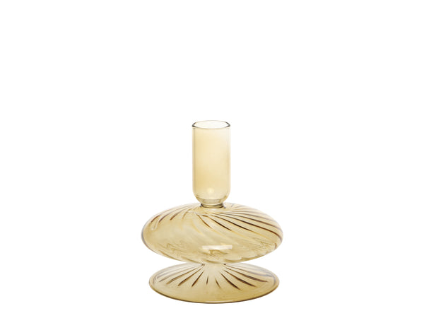Chic Antique kynttilänjalka lasia 11,5*9cm, keltainen