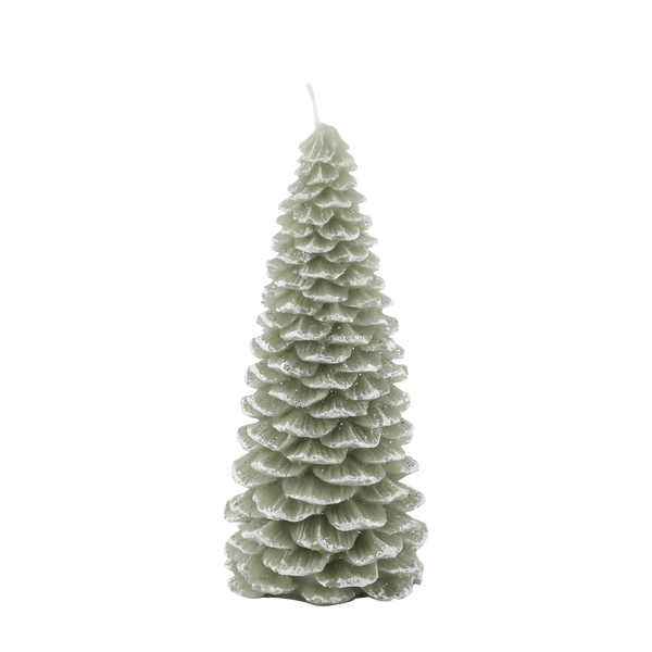 Chic Antique kuusi kynttilä glitterillä 16*7cm paloaika 25h, vihreä