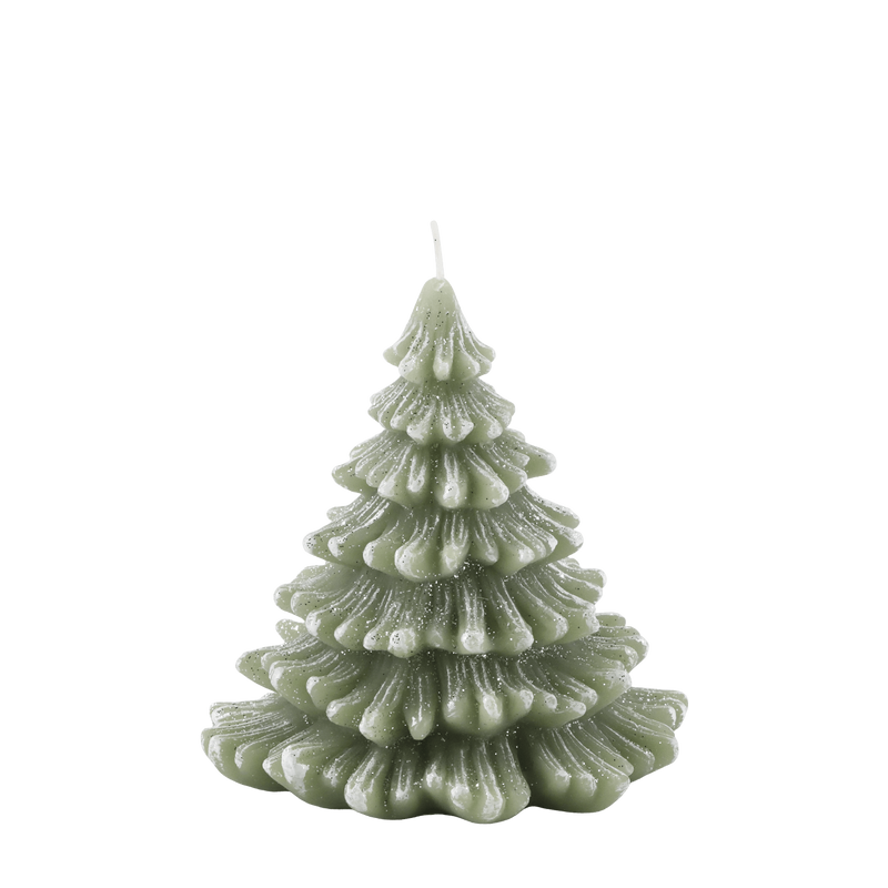 Chic Antique kuusi kynttilä glitterillä 12,5*12cm paloaika 24h, vihreä