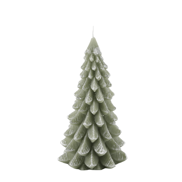 Chic Antique kuusi kynttilä glitterillä 18,5*10cm paloaika 25h, vihreä