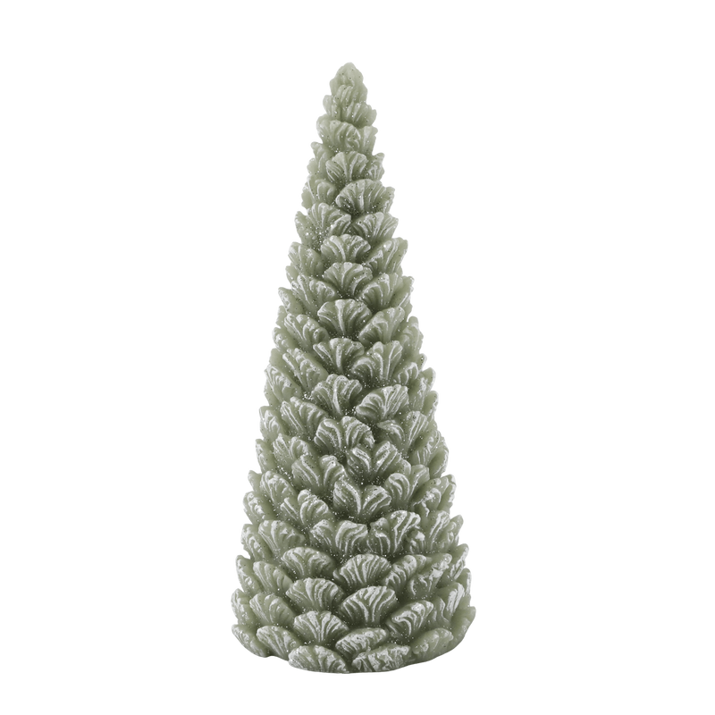 Chic Antique kuusi kynttilä glitterillä 24,5*11cm paloaika 55h, vihreä