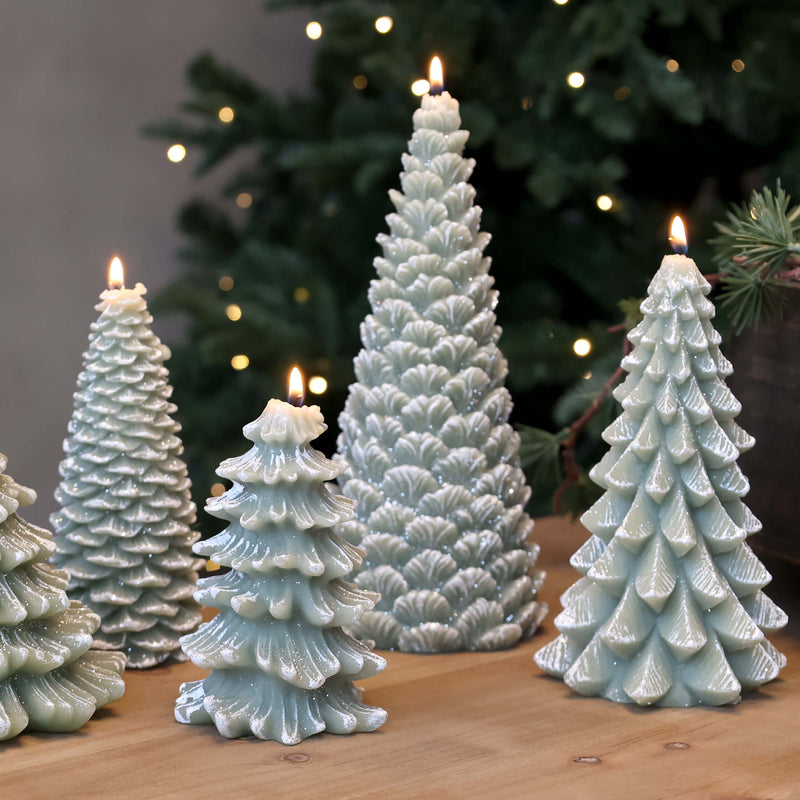 Chic Antique kuusi kynttilä glitterillä 24,5*11cm paloaika 55h, vihreä