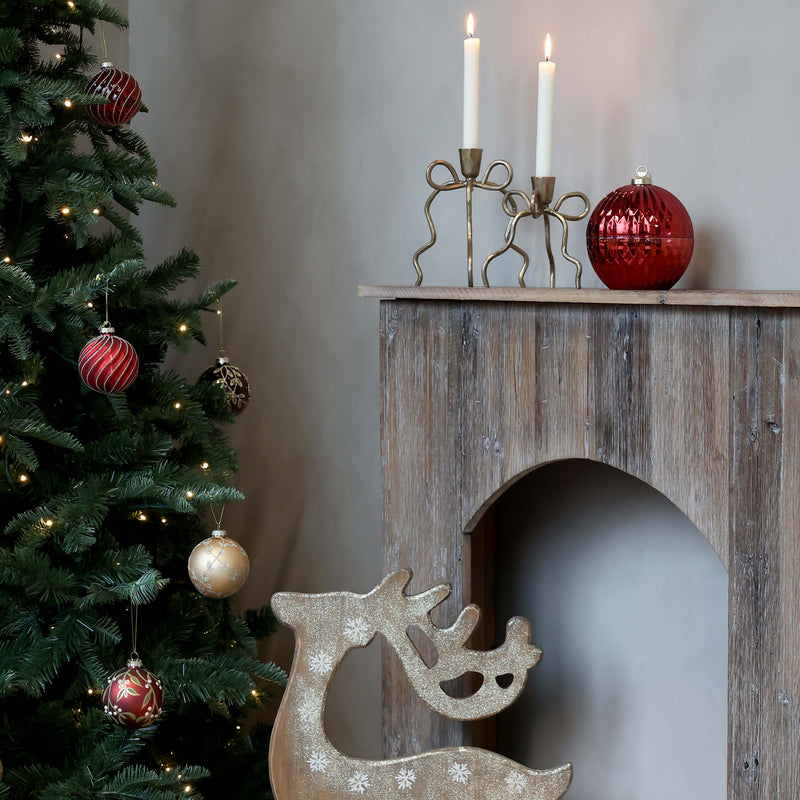 Chic Antiquen rusettikoristeltu kynttilänjalka 14cm, antiikki messinki