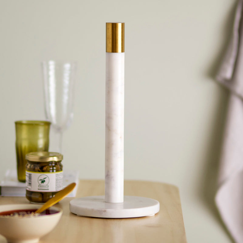 Bloomingville Emira talouspaperiteline marmoria 32*15cm, valkoinen/messinki