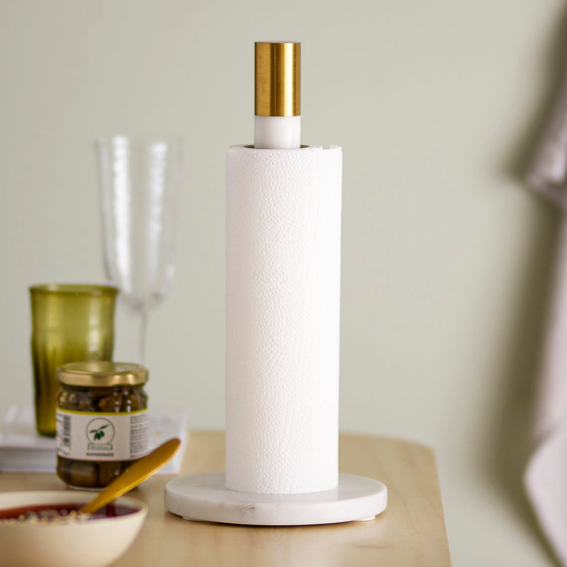 Bloomingville Emira talouspaperiteline marmoria 32*15cm, valkoinen/messinki