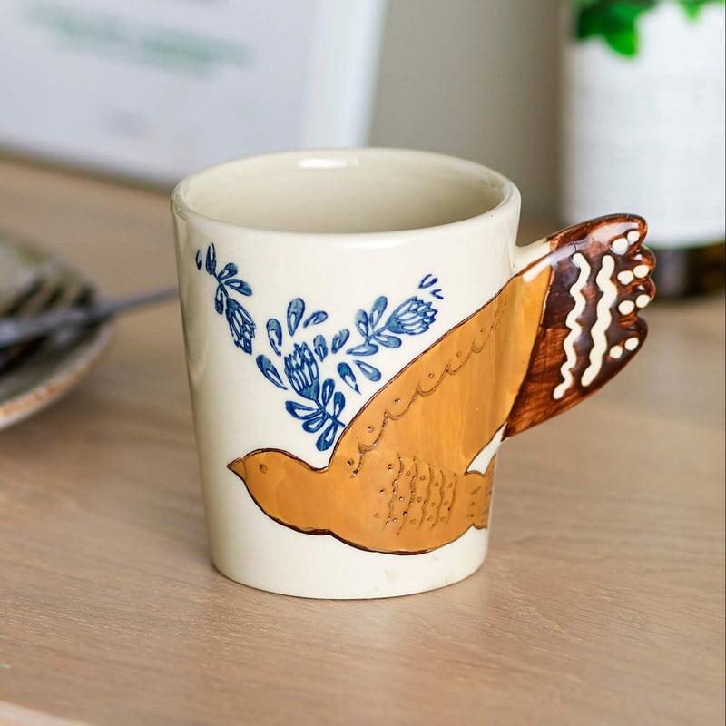 Bloomingville Hezha muki keramiikkaa 9*8cm, ruskea/valkoinen