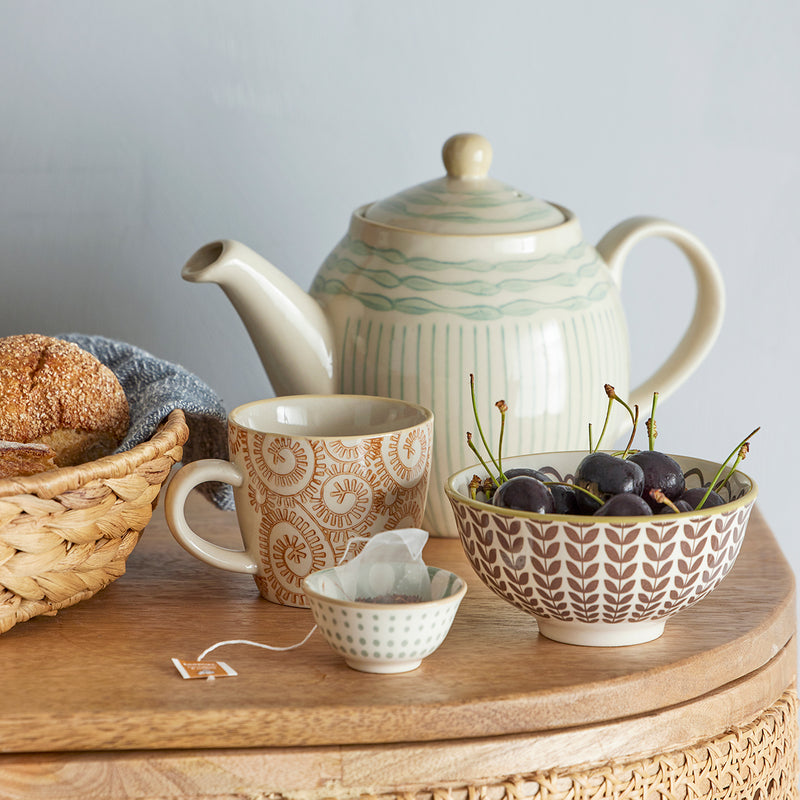 Bloomingville Maple teekannu keramiikkaa 16*14cm, sinivihreä