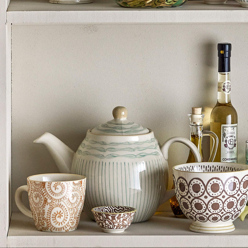 Bloomingville Maple teekannu keramiikkaa 16*14cm, sinivihreä