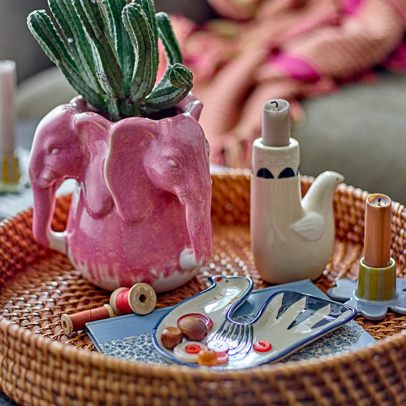 Bloomingville Trudy kynttilänjalka keramiikkaa 11,5*8,5*6cm, valkoinen