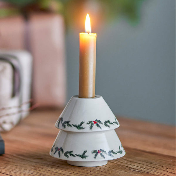 Bloomingville Berry kynttilänjalka keramiikkaa 9*10cm, valkoinen