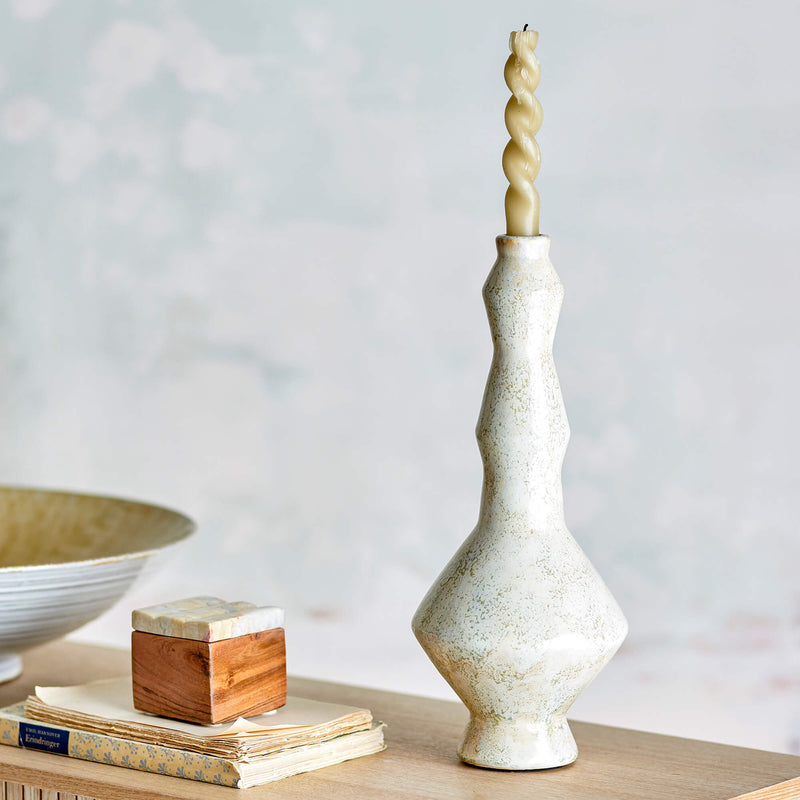Bloomingville Bancroft kynttilänjalka keramiikkaa 33*13,5cm, valkoinen